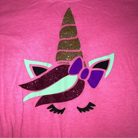 Unicorn Shirt Size Juniors L Pink Short Sleeve Tee Barbie Whimsical Fantasy - Picture 2 of 6
